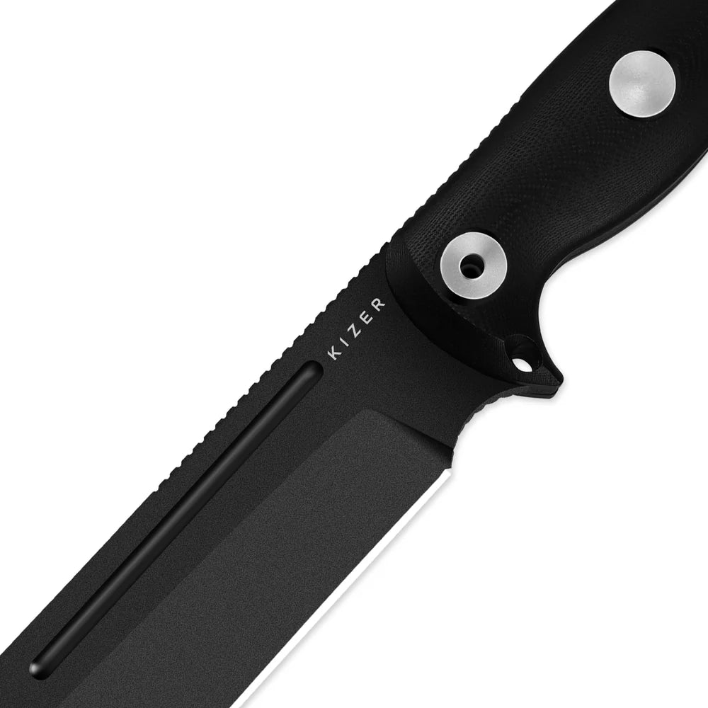 KIZER Drop Bear Fix 7 1095 Blade Black Coating G10 Handle 6.51"