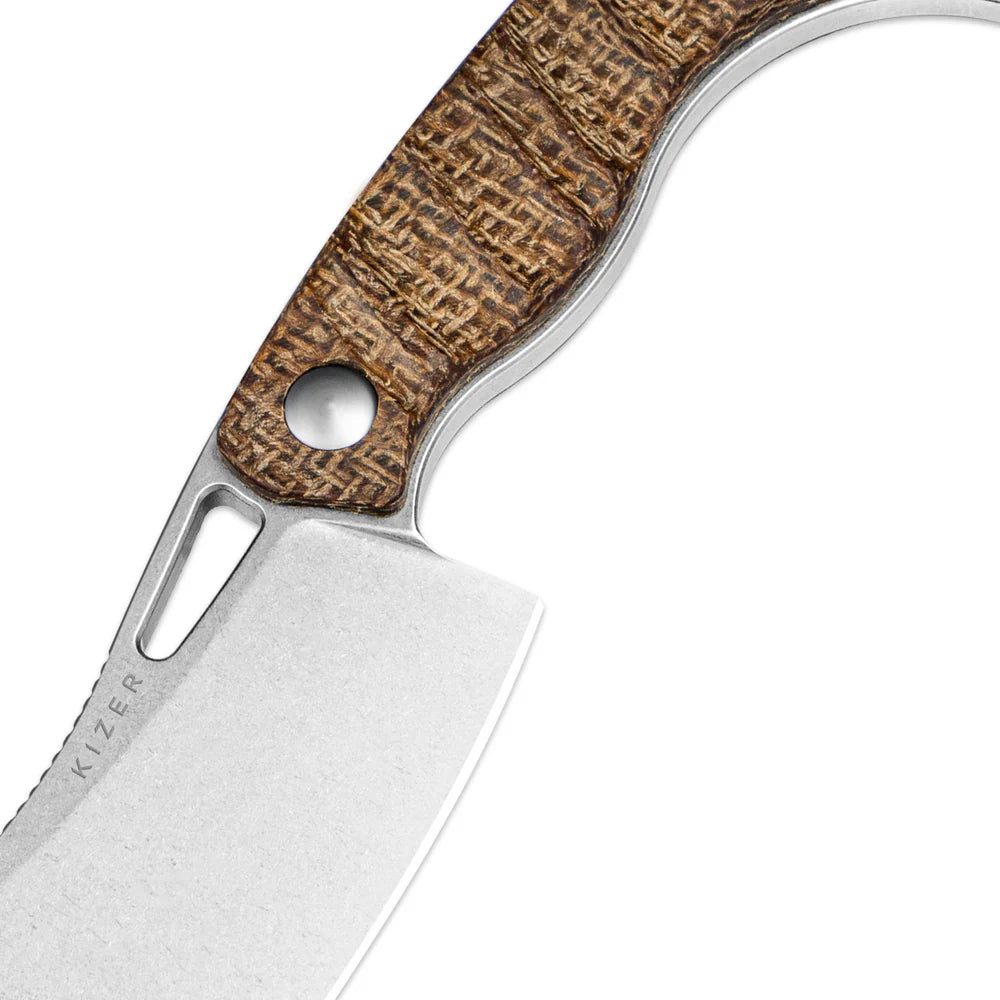 KIZER Little Rhino AEB-L Blade Burlap Micarta Handle  2.72"