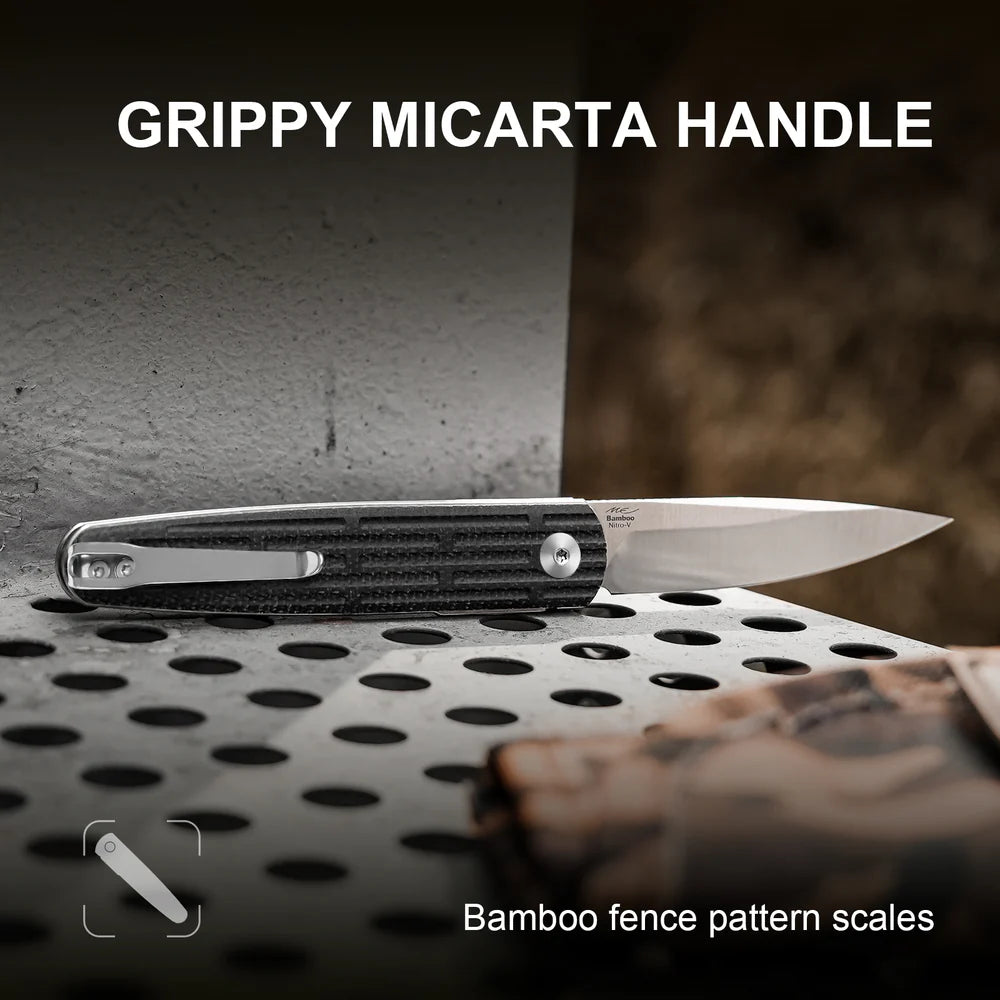 KIZER Bamboo Nitro-V Blade Micarta Handle Liner Lock 2.99"