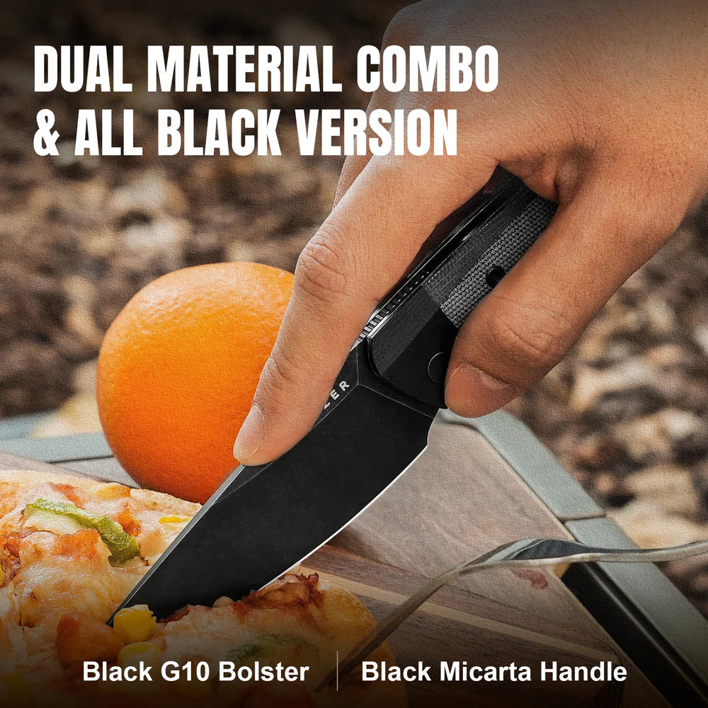 KIZER Momo Nitro-V Blade Black G10+ Micarta Handle Liner Lock 4.1"