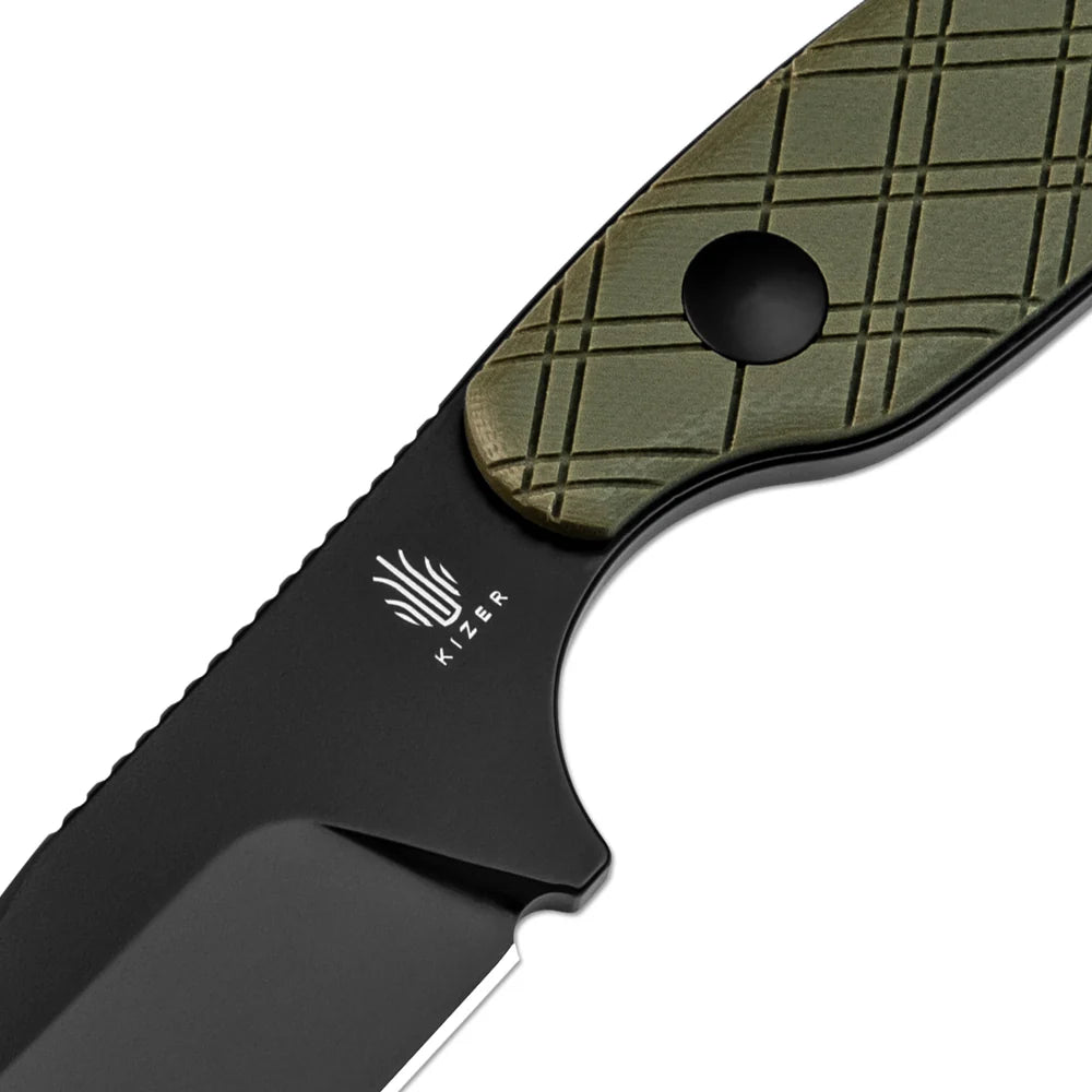KIZER Muskrat D2 Blade Black G10 Handle Green/Steel Loner 6.1"