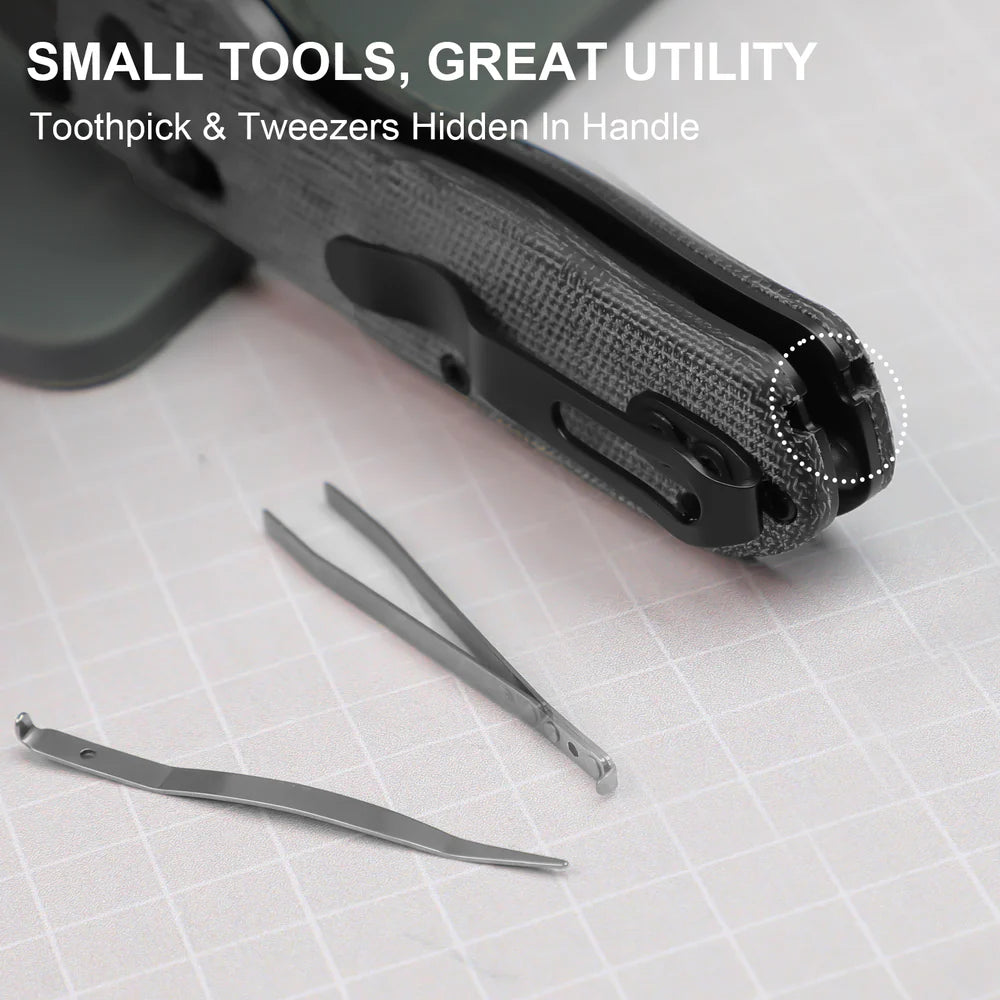 KIZER UTI Bear 1 SK5 & 5CR15 Blade Micarta Handle Clutch Lock 2.74"