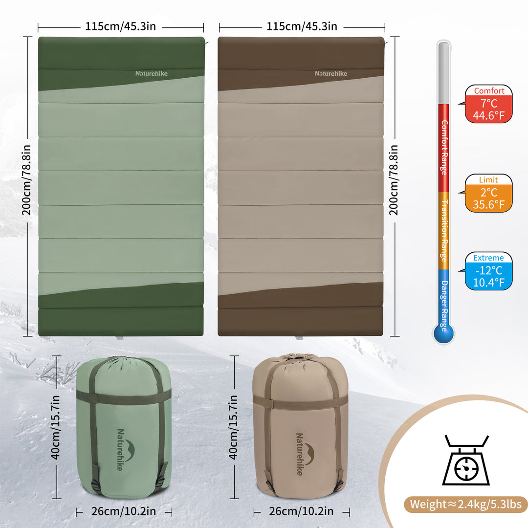 Naturehike YC300 Extra Wide Square Cotton Sleeping Bag