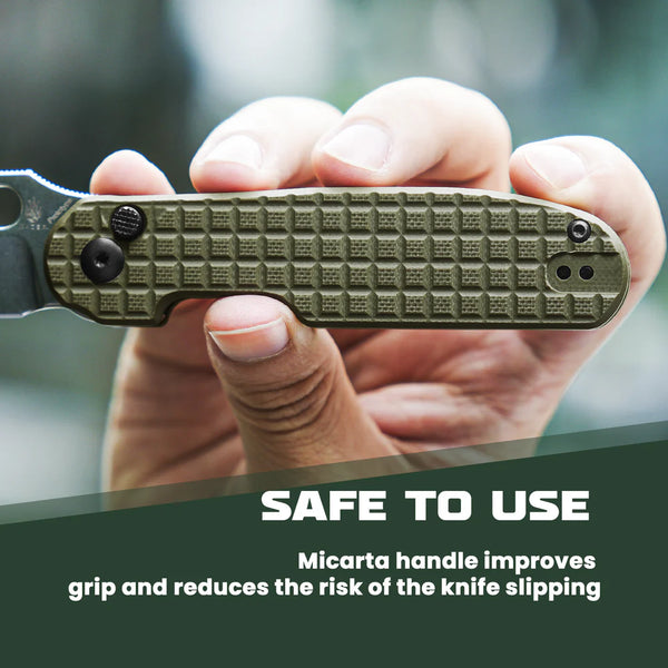 KIZER Cormorant 154cm Blade Green G10 & Button Lock 3.17