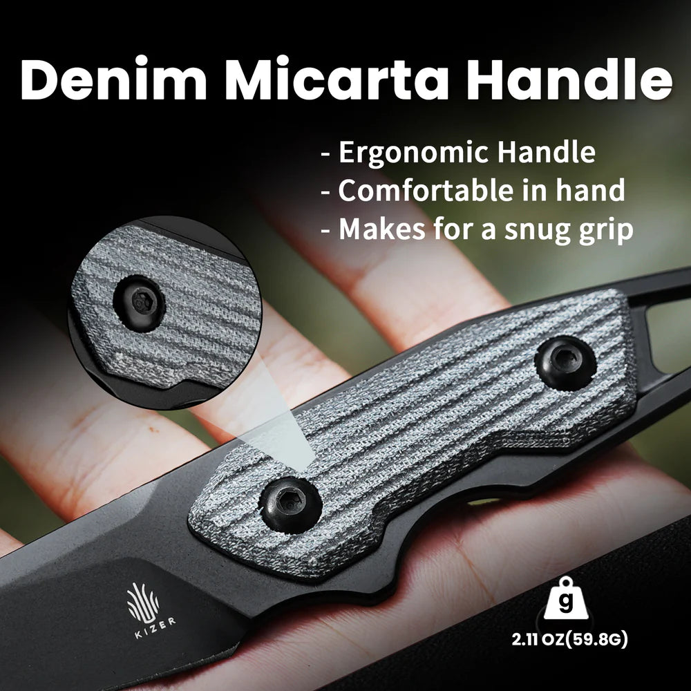 KIZER Groom D2 Blade Micarta Denim Handle 6.76"