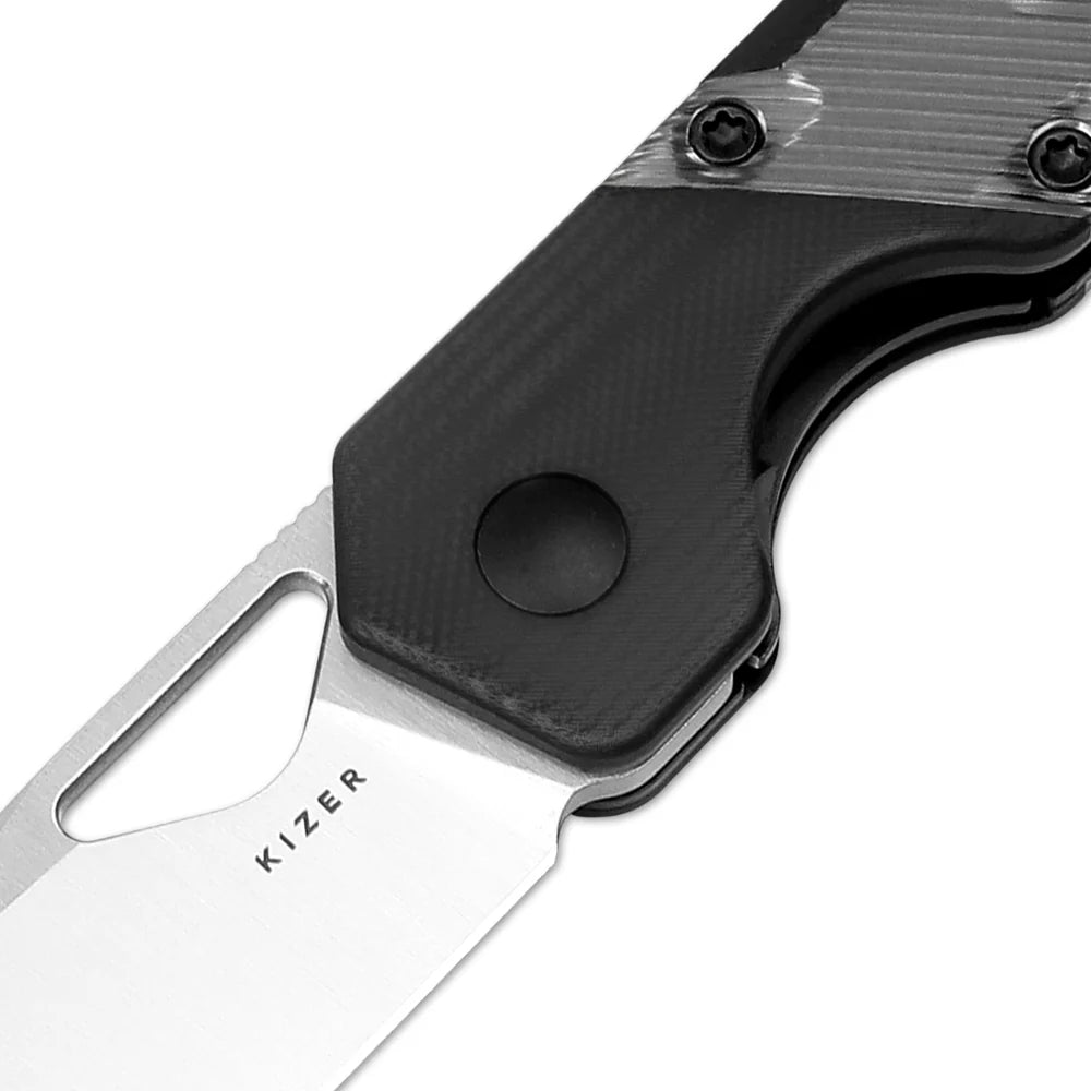 KIZER Militaw Nitro-V Blade Black G10 Acrylic/Steel Liner 2.81"