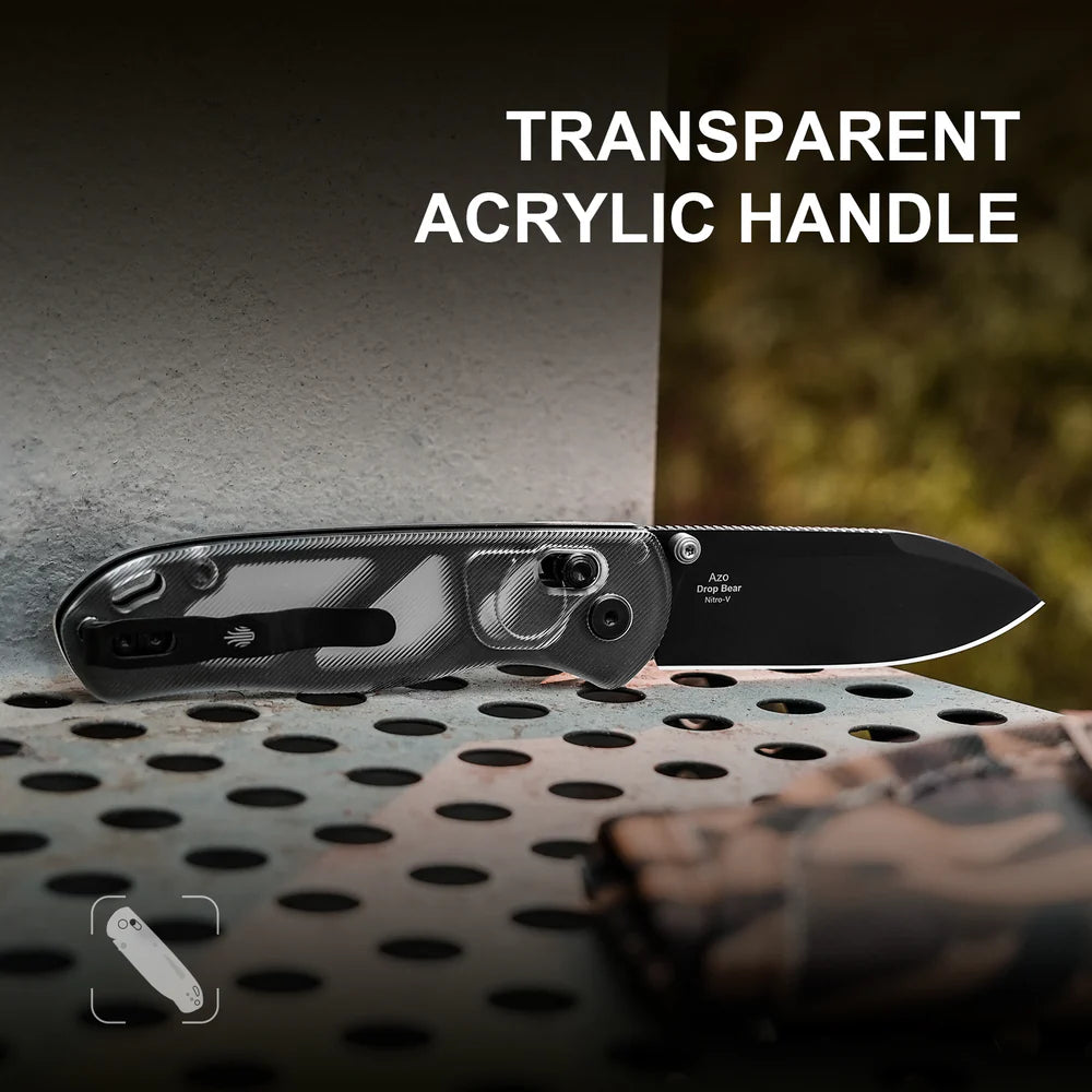 KIZER Drop Bear Nitro-V Blade Acrylic Handle Clutch Lock 2.97"