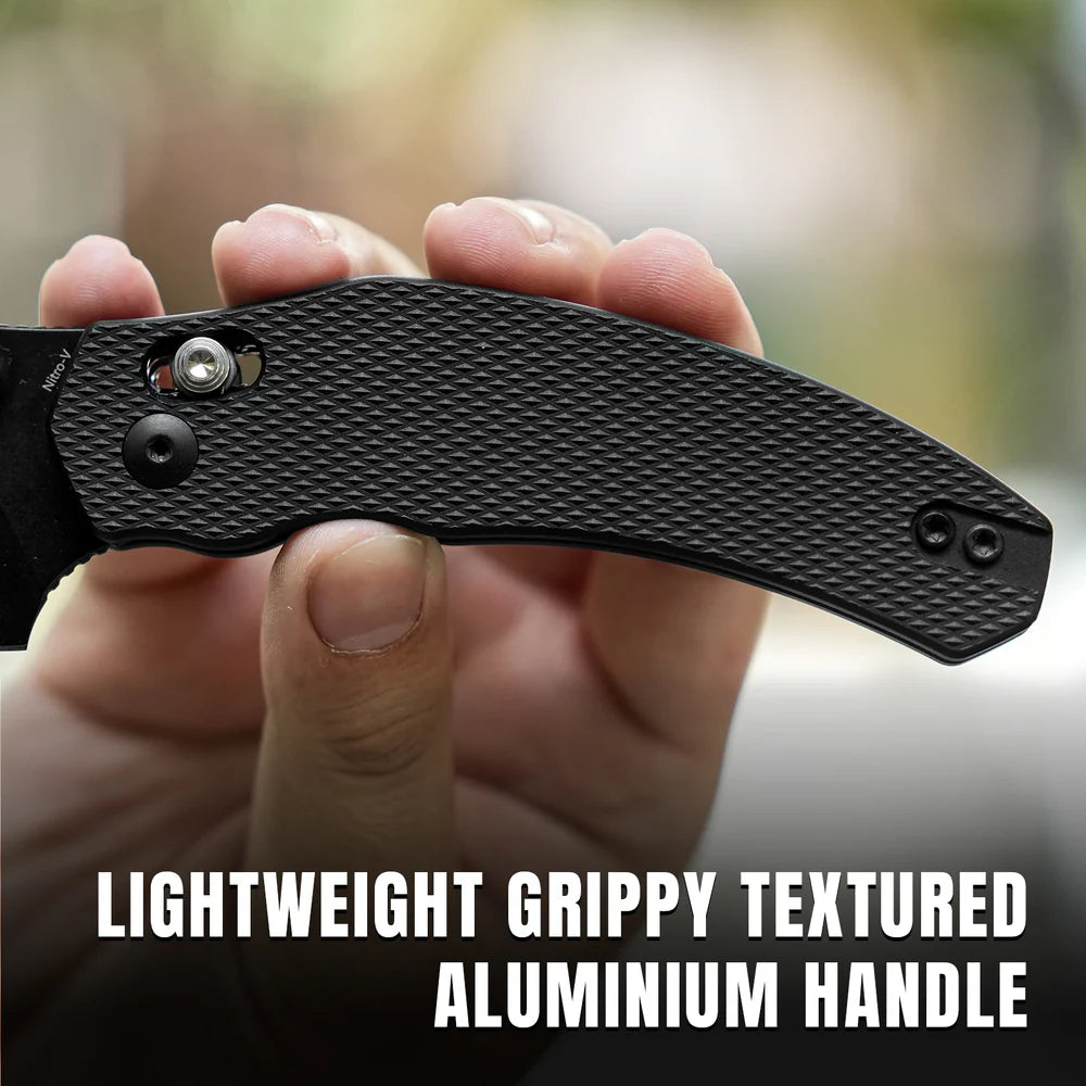 KIZER Bulldog Nitro-V Blade Aluminum BK & Clutch Lock 3"