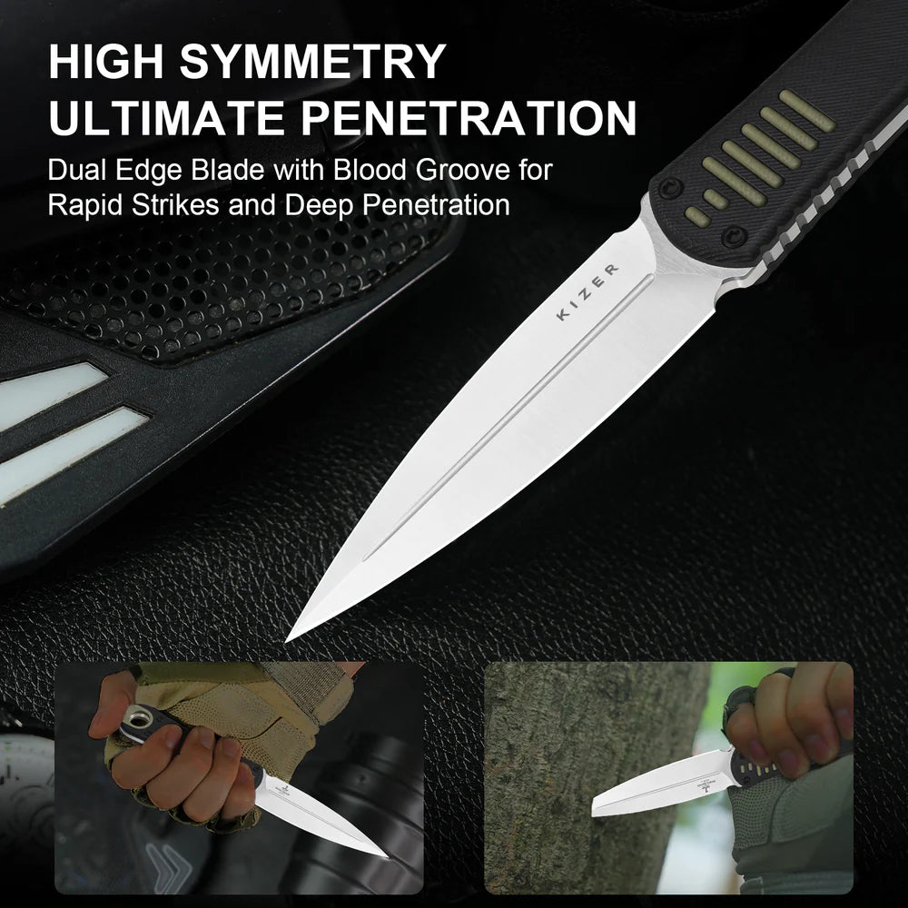 KIZER Hidden Agenda AEB-L Blade Black G10 Handle 3.50"