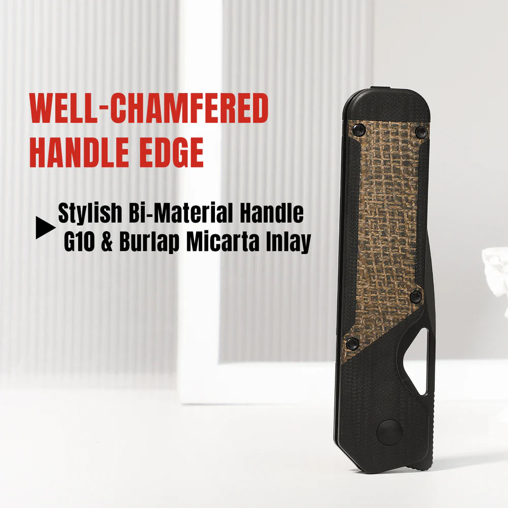 KIZER Militaw Nitro-V Blade Black G10 Macarta/Steel Liner 3.36"