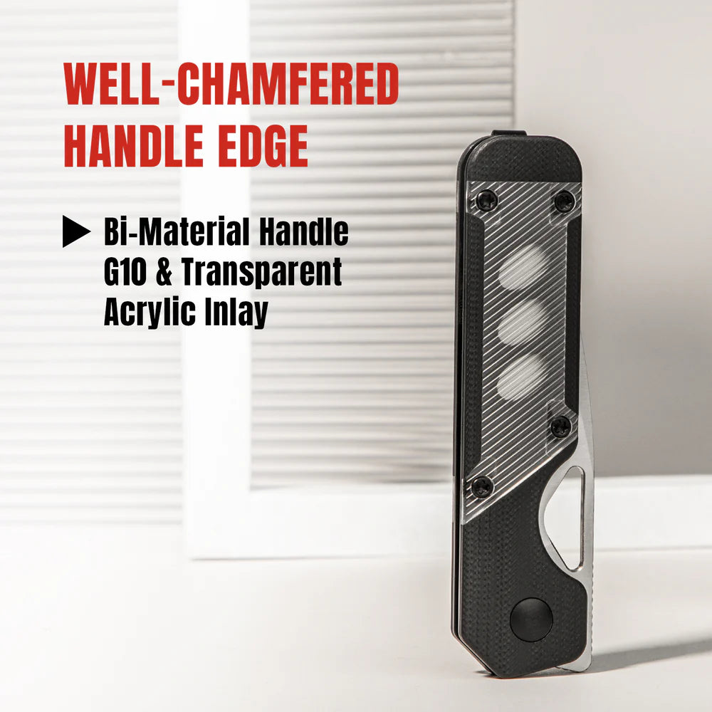 KIZER Militaw Nitro-V Blade Black G10 Acrylic/Steel Liner 2.81"