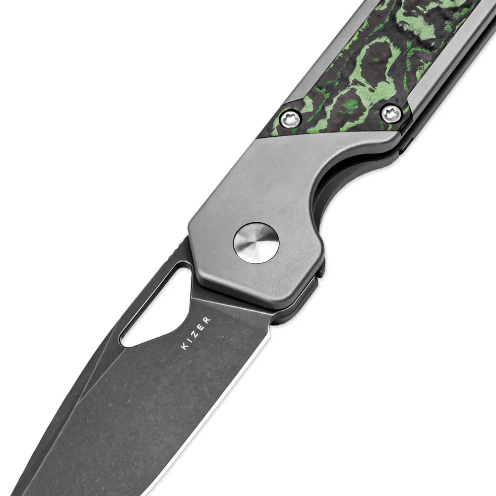 KIZER Mini Militaw S45VN Blade Titanium/Jungle Wear Handle 2.81"