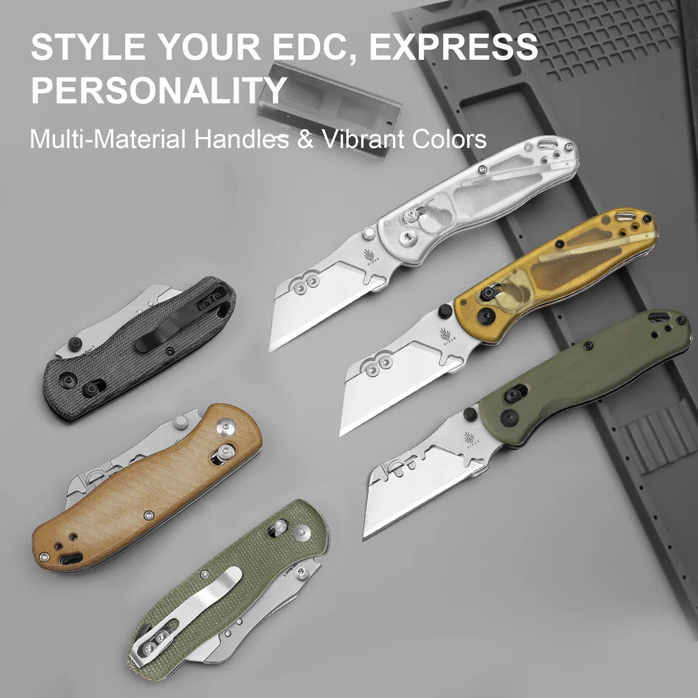 KIZER UTI Bear 1 SK5 & 5CR15 Blade Micarta Handle Clutch Lock 2.74"