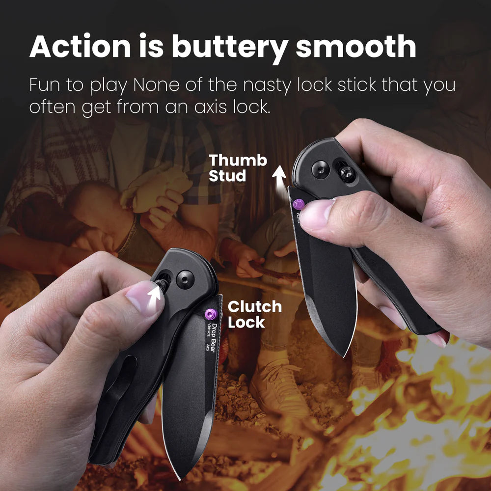 KIZER Drop Bear 154cm Blade Aluminum BK & Steel Liner 2.97"