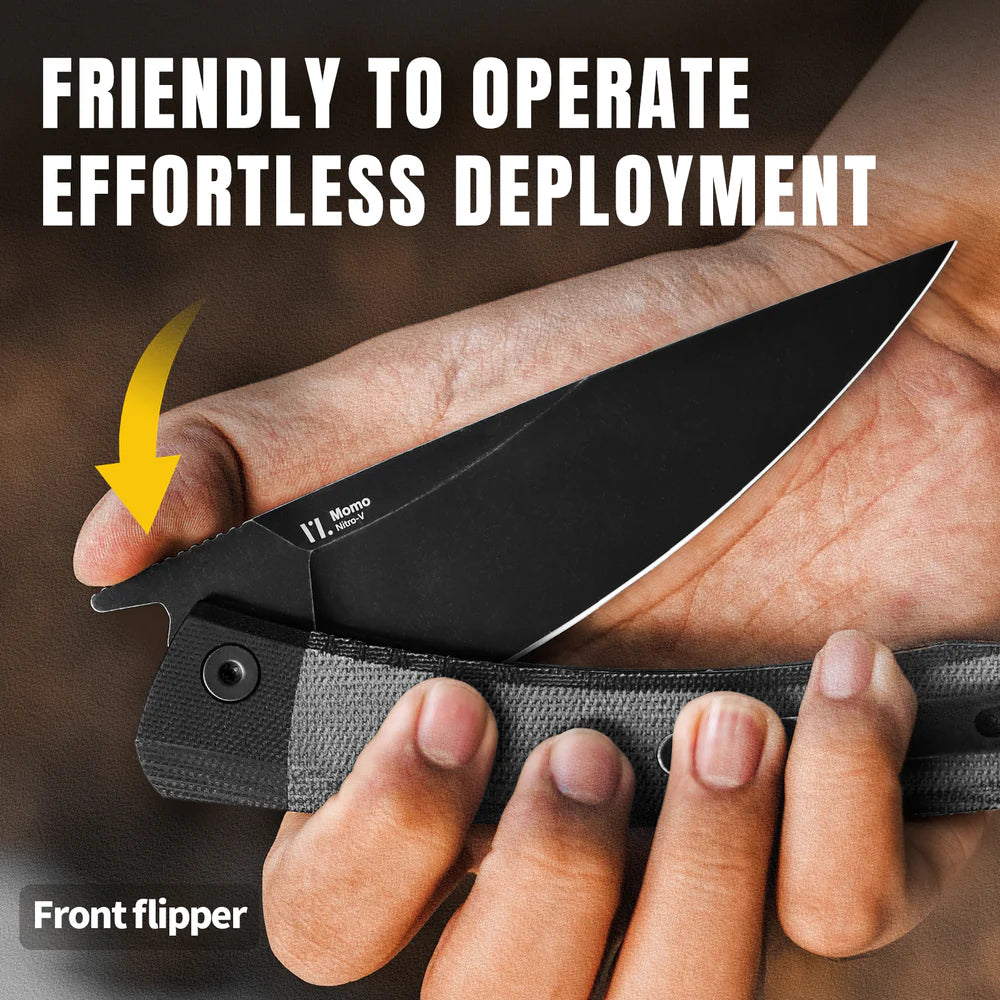 KIZER Momo Nitro-V Blade Black G10+ Micarta Handle Liner Lock 4.1"