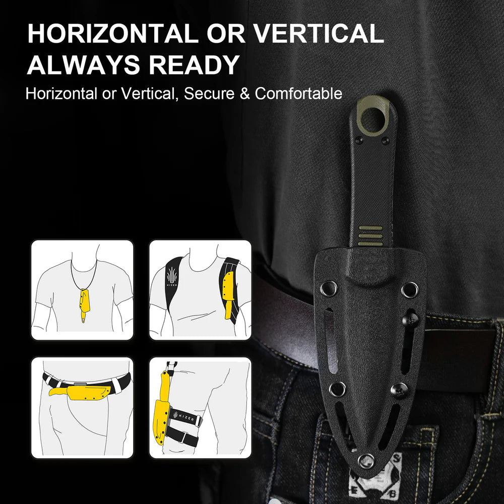 KIZER Hidden Agenda AEB-L Blade Black G10 Handle 3.50"