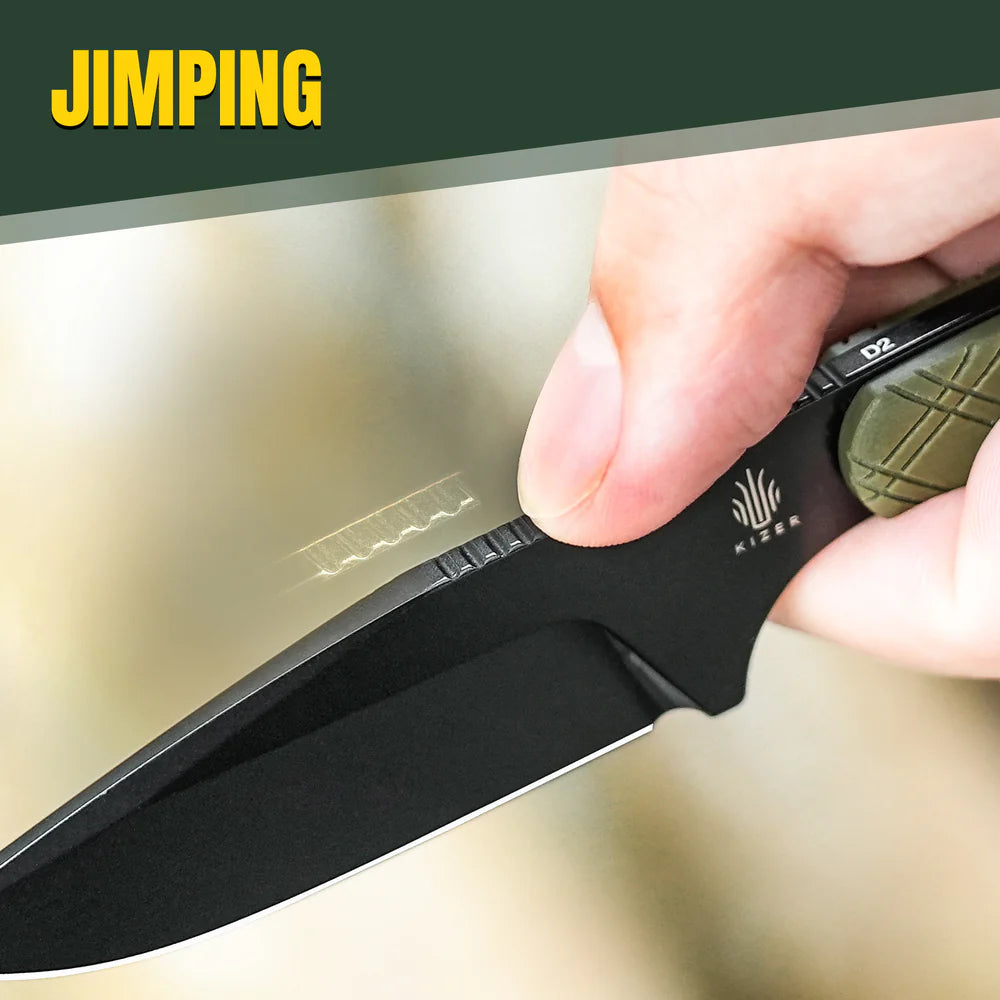 KIZER Muskrat D2 Blade Black G10 Handle Green/Steel Loner 6.1"