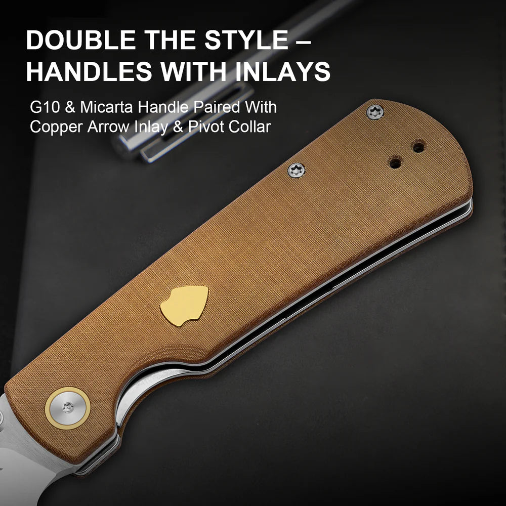 KIZER Retro Nitro-V Blade Micarta & Brass Handle Liner Lock 3.54"