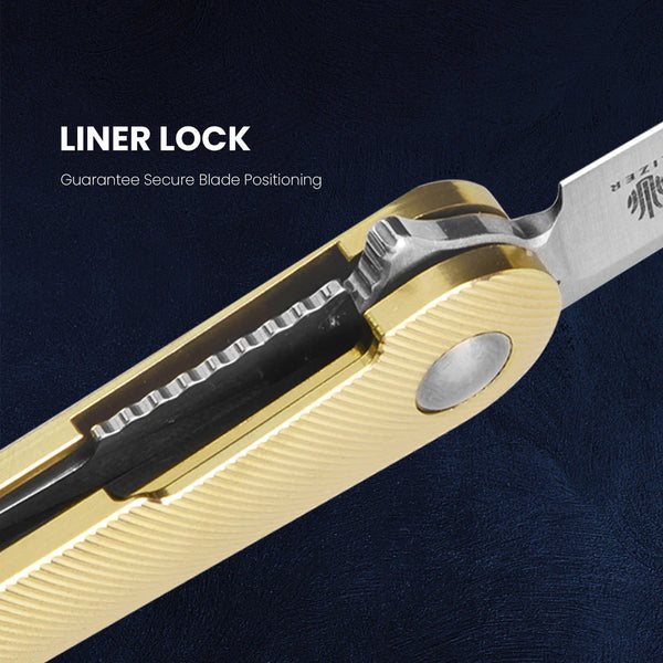 KIZER Mercury S35VM Blade Titanium Gold/Steel Liner 3.26