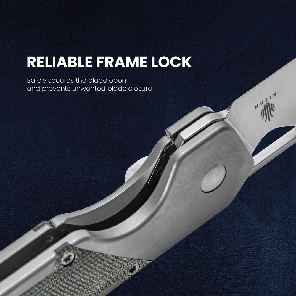 KIZER Militaw S35VN Blade Titanium/Macarta Handle 3.36"