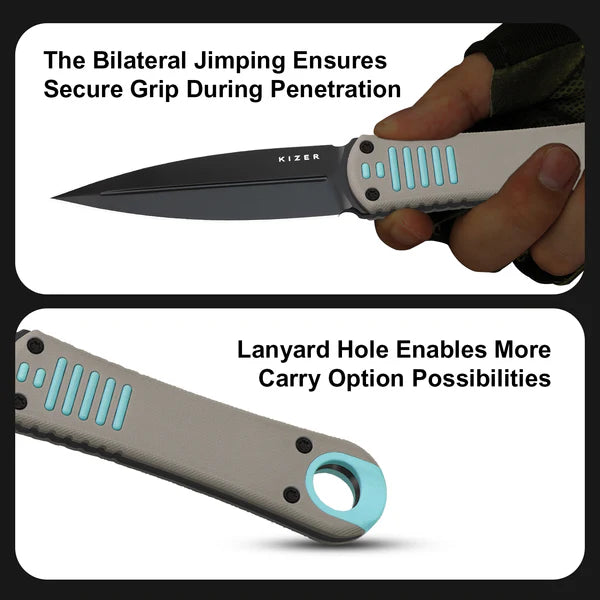 KIZER Hidden Agenda AEB-L Blade G10 Handle 3.50"