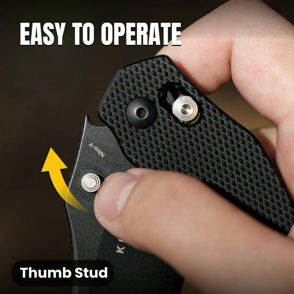 KIZER Bulldog Nitro-V Blade Aluminum BK & Clutch Lock 3"