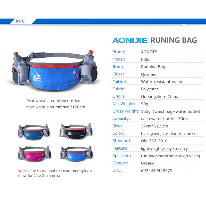 AONIJIE Fanny Pack without Water Bottles-E882
