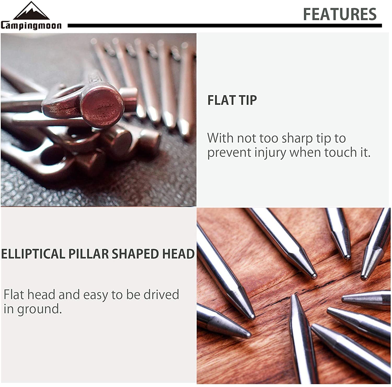 Campingmoon Stainless Steel Tent Peg