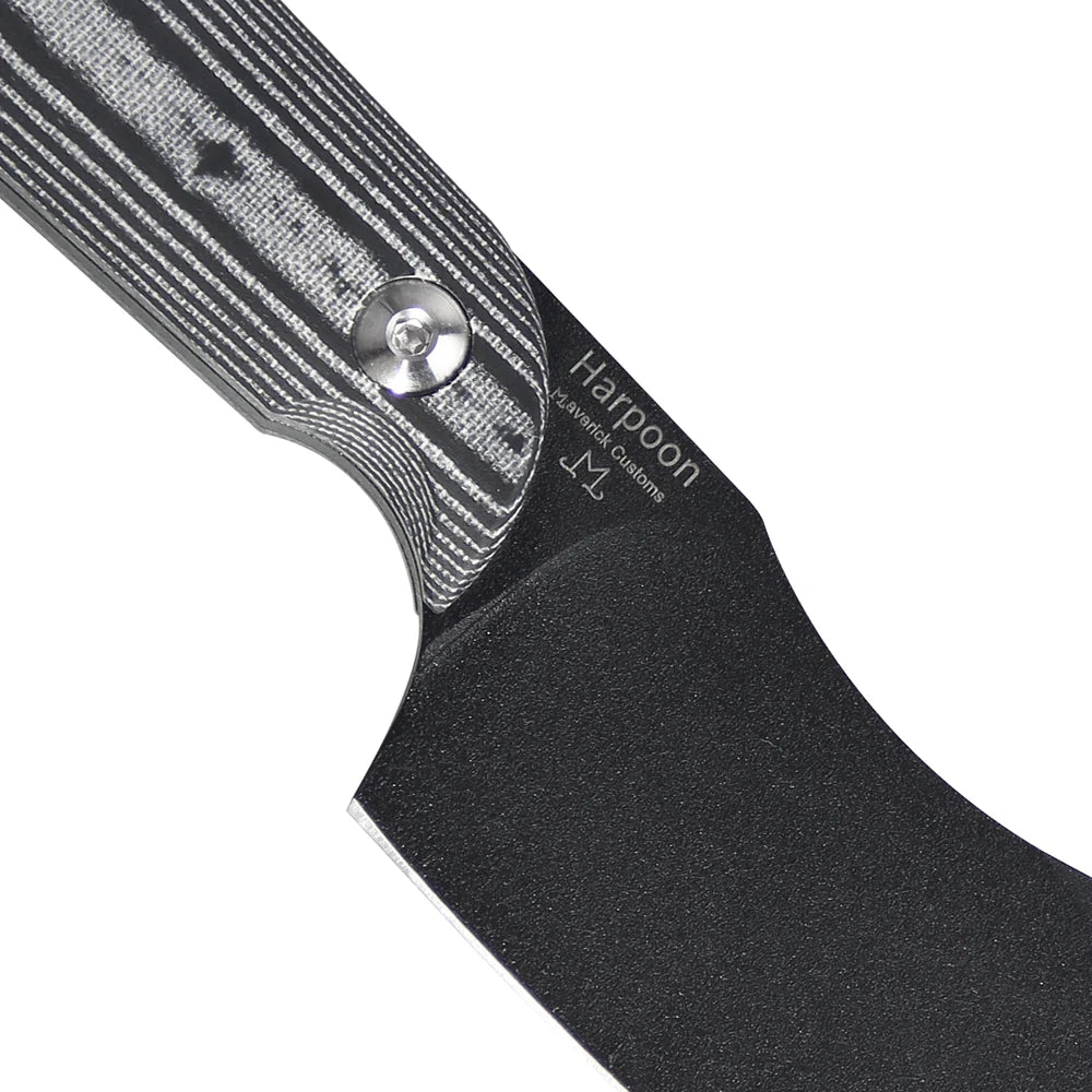 KIZER Harpoon D2 Blade black/white Micarta Handle 7.72"