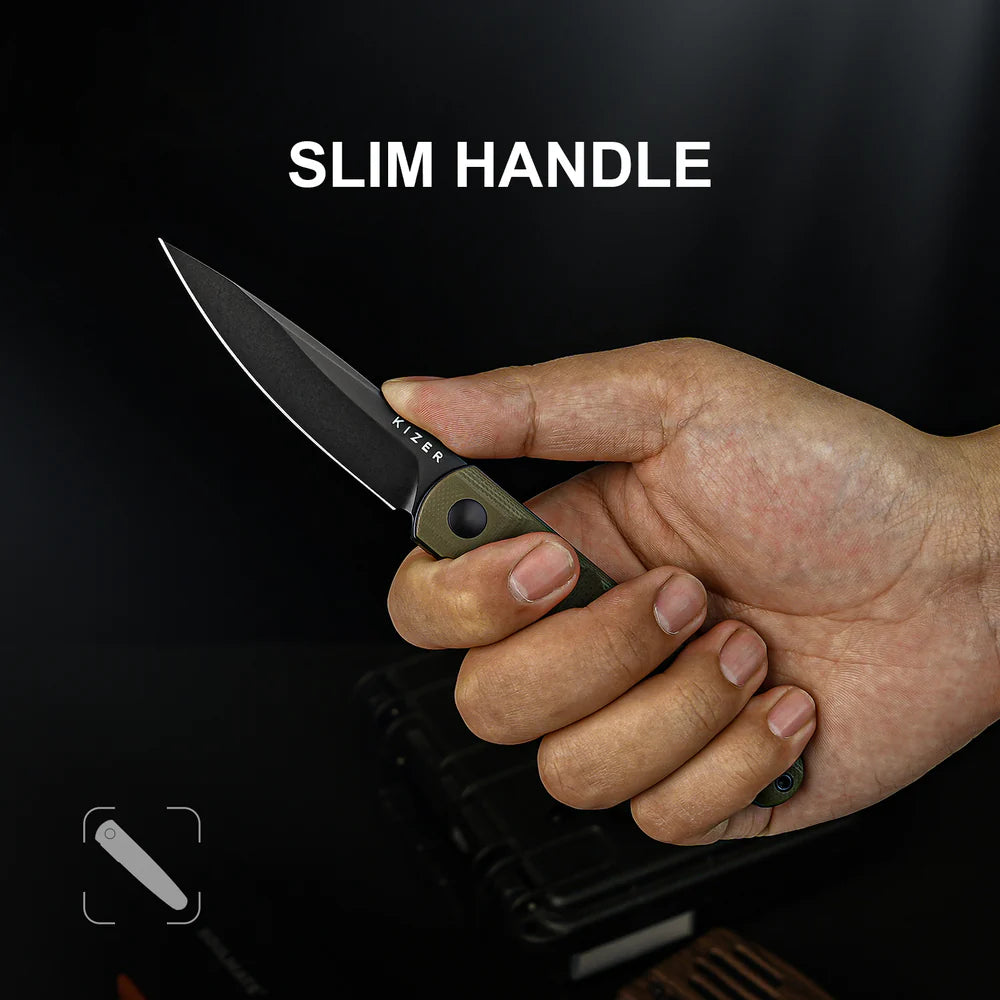 KIZER Bamboo Nitro-V Blade G10 OD Handle Liner Lock 2.99"