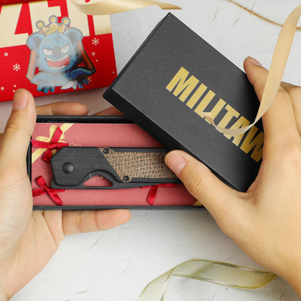 KIZER Militaw Nitro-V Blade Black G10 Macarta/Steel Liner 3.36"