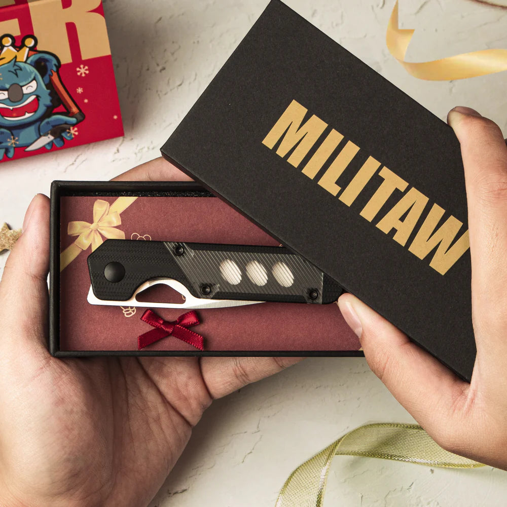 KIZER Militaw Nitro-V Blade Black G10 Acrylic/Steel Liner 2.81"