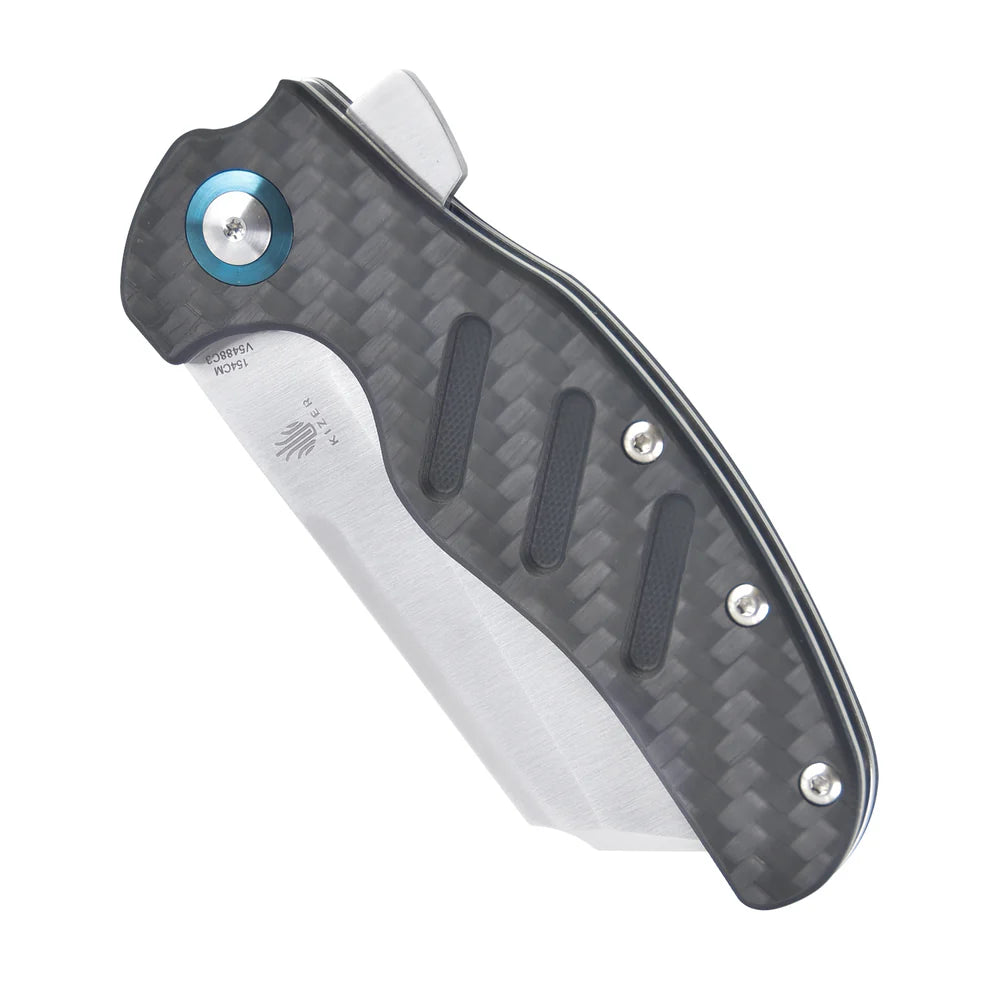 KIZER C01C 154CM Blade Twill Carbon Fiber & Steel Liner 3.95"