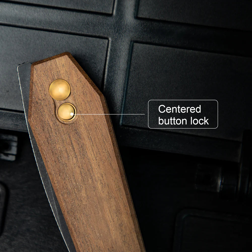 KIZER Tomb Nitro-V Blade Mkuruti Wood Handle Button Lock 3.21"