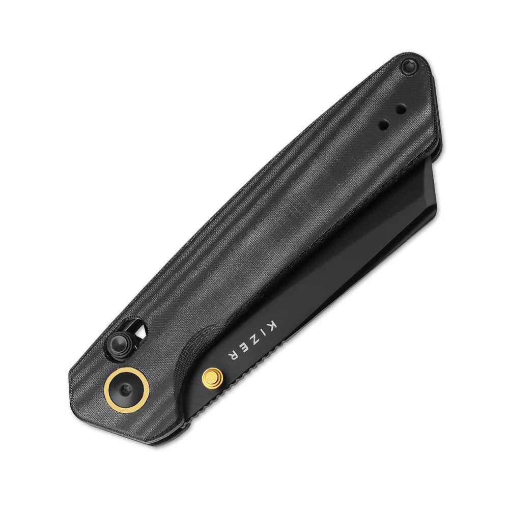 KIZER Madrac Nitro-V Blade Micarta BK Handle & Clutch Lock 3.1"