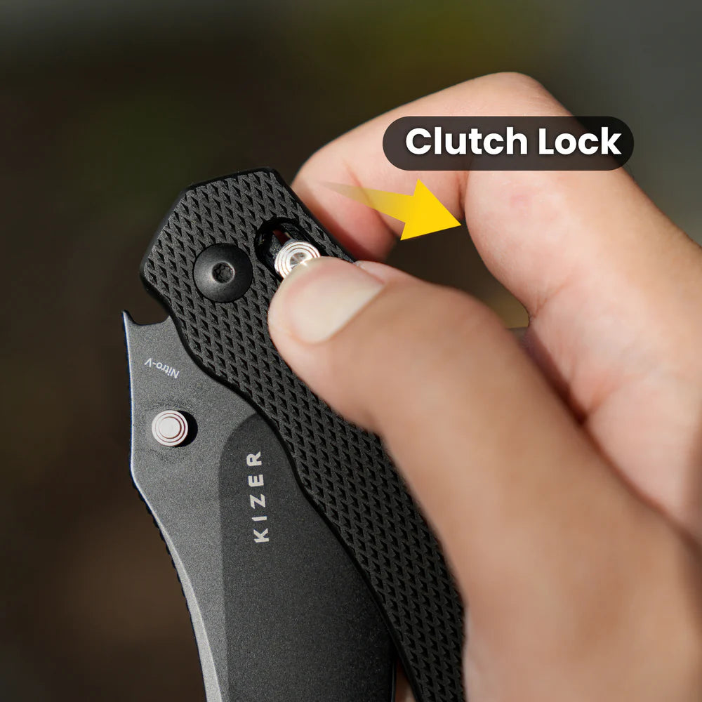 KIZER Bulldog Nitro-V Blade Aluminum BK & Clutch Lock 3"