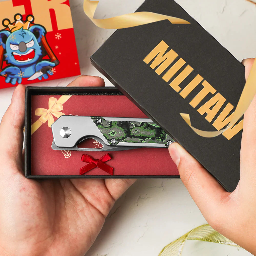 KIZER Mini Militaw S45VN Blade Titanium/Jungle Wear Handle 2.81"