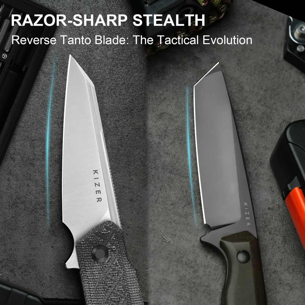 KIZER Skinner Nitro-V Blade Micarta Handle Liner Lock 3.32"