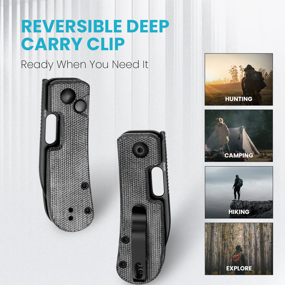 KIZER Banish 154cm Blade Micarta Black & Button Lock 2.3"