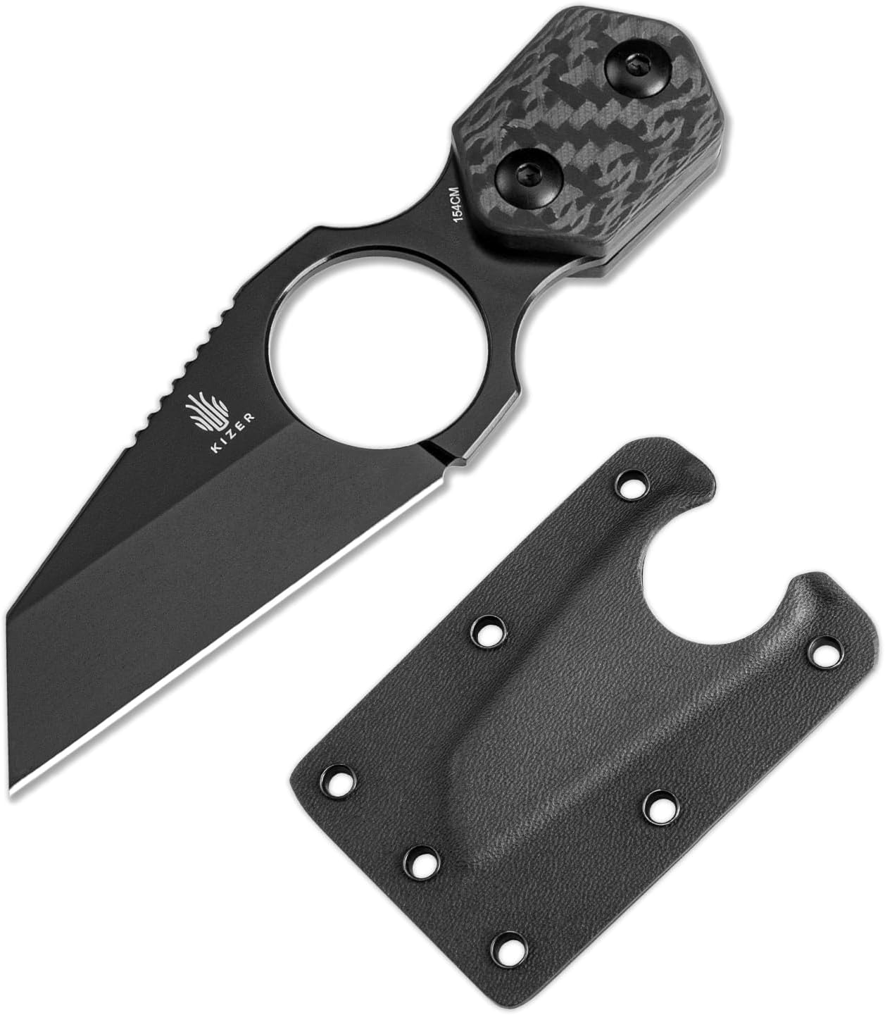KIZER Variable Wharncliffe 154cm Blade Carbon Fiber Handle 4.79"