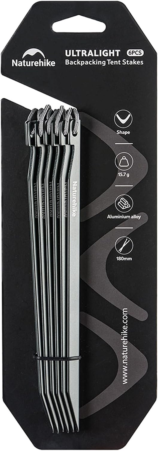 Naturehike Lightweight Aluminium Tent Pegs – 6 Pack