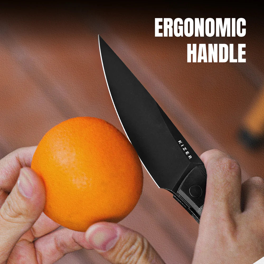 KIZER Momo Nitro-V Blade Black G10+ Micarta Handle Liner Lock 4.1"