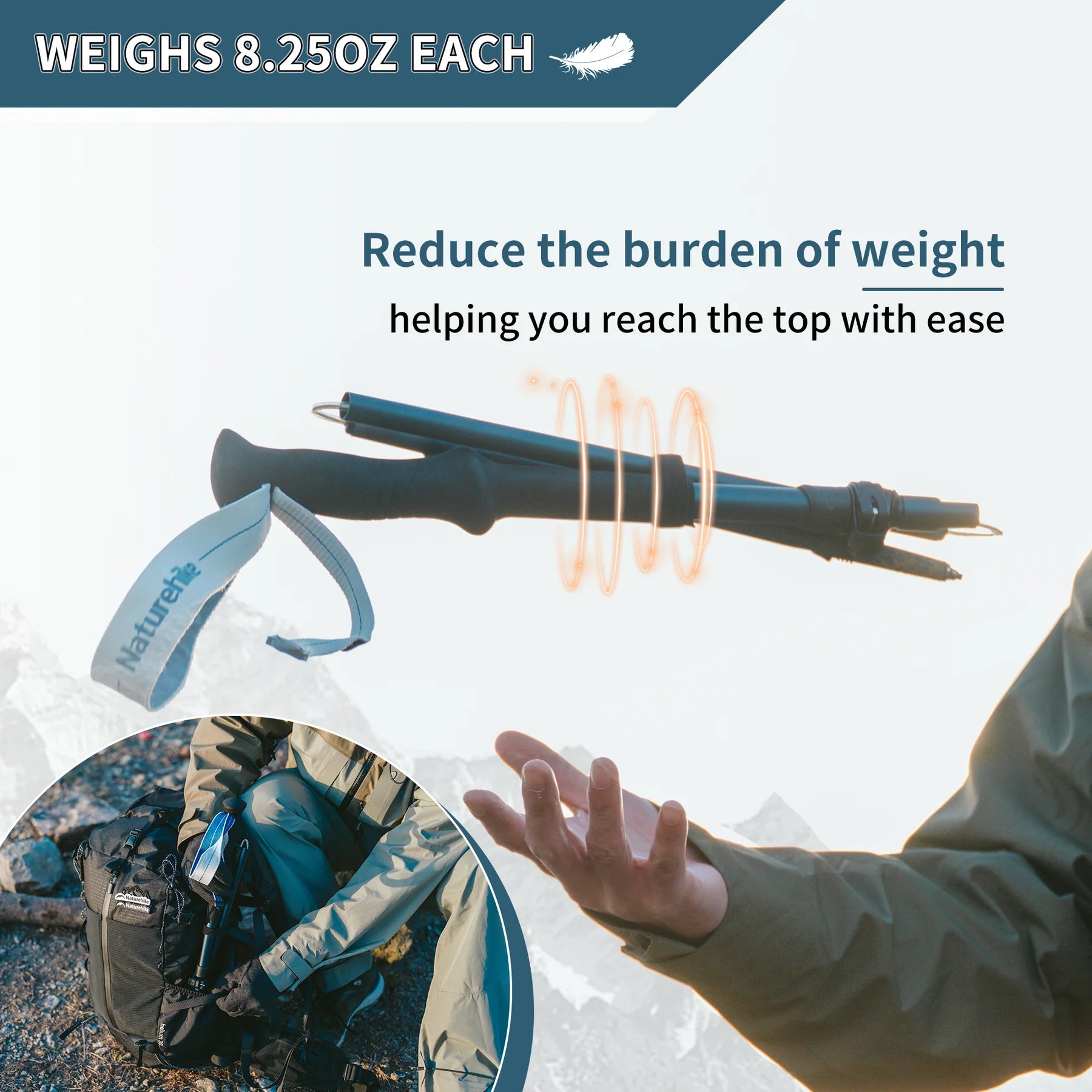 Naturehike Gale Pro Aluminum Folding Trekking Pole 115-135cm