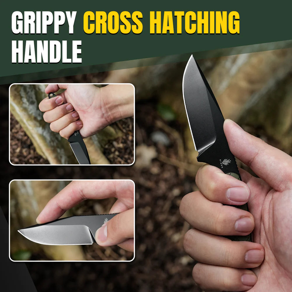 KIZER Muskrat D2 Blade Black G10 Handle Green/Steel Loner 6.1"