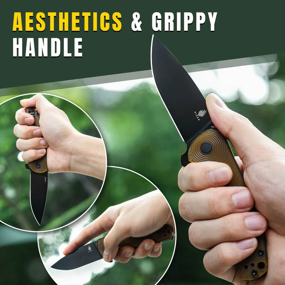 KIZER Gemini Nitro-V Blade Pei & Steel Liner 3.1"