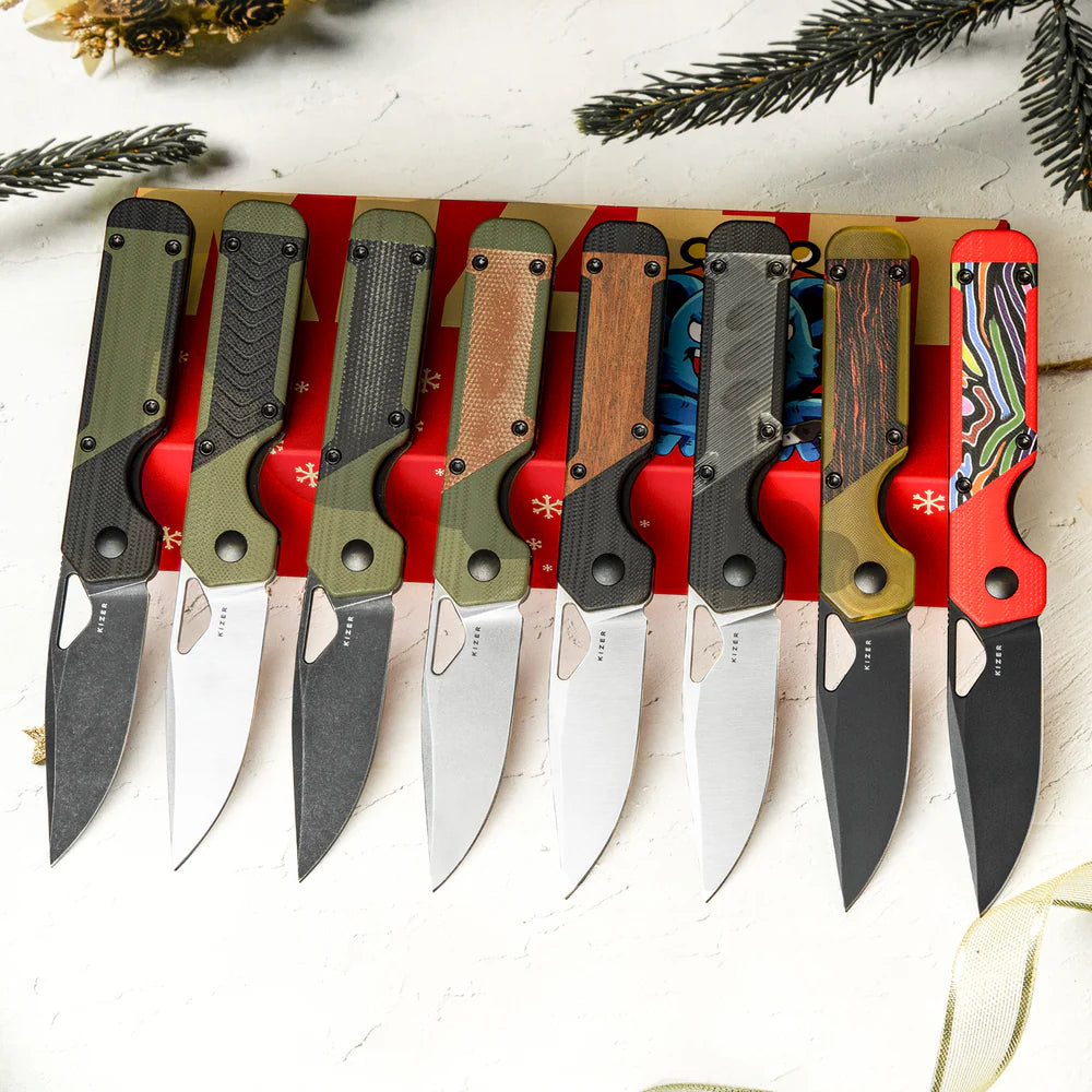 KIZER Militaw Nitro-V Blade Black G10 Mkuruti/Steel Liner 2.81"