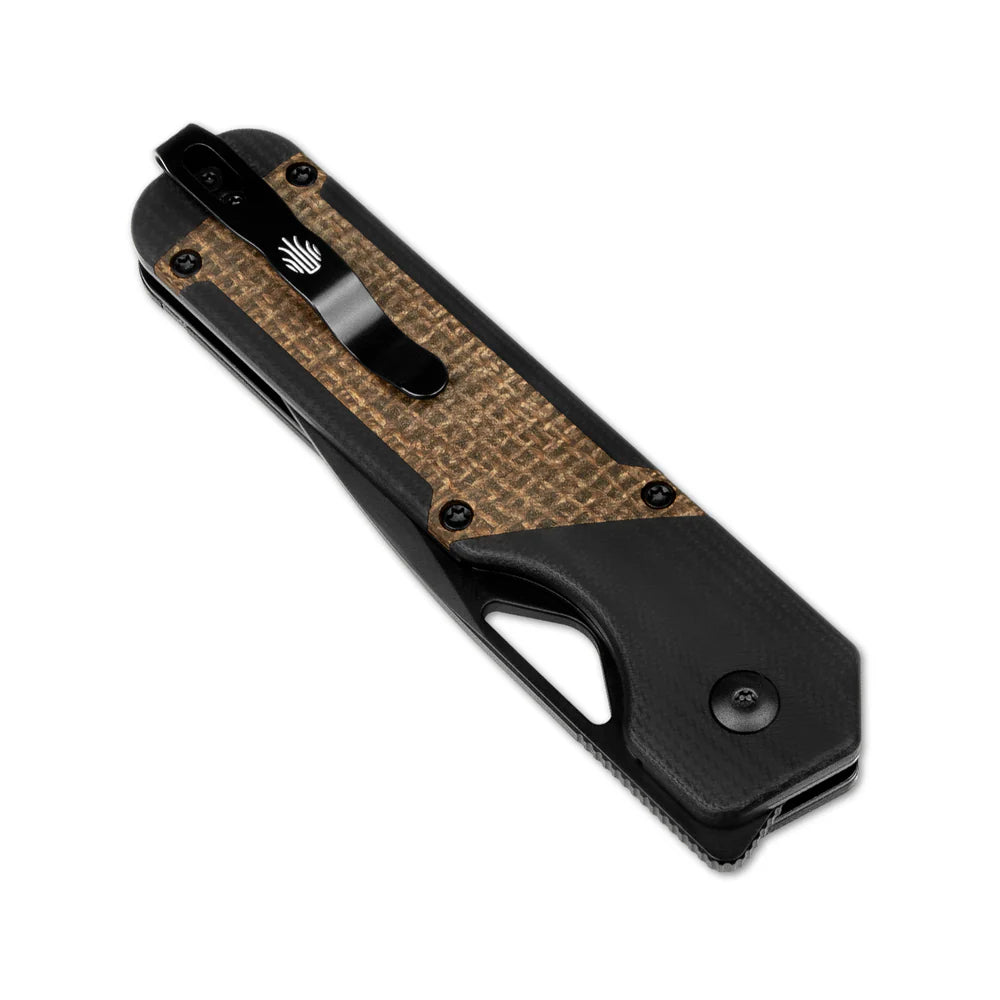 KIZER Militaw Nitro-V Blade Black G10 Macarta/Steel Liner 3.36"