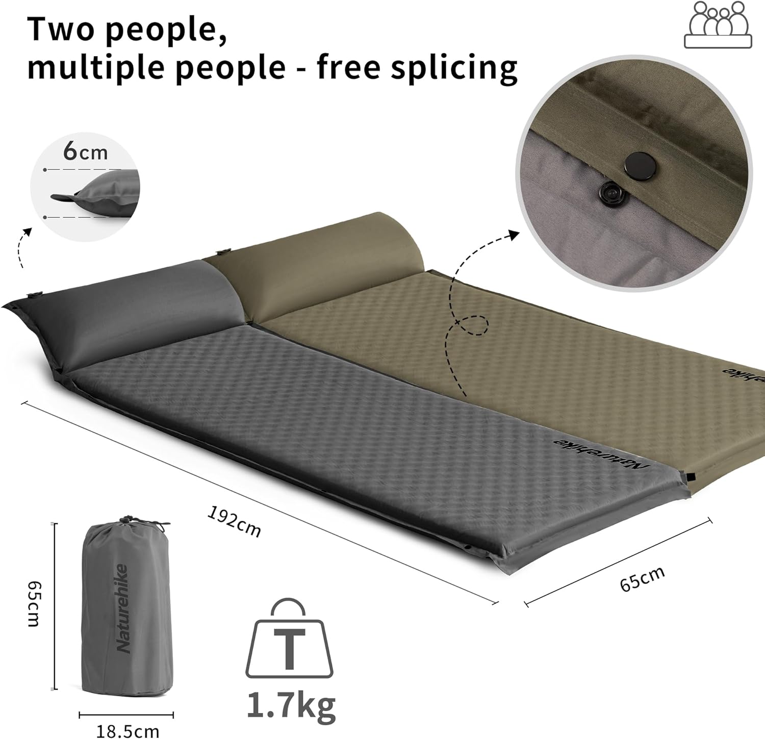 Naturehike D01 6cm Single Automatic Inflatable Cushion w/ Pillow