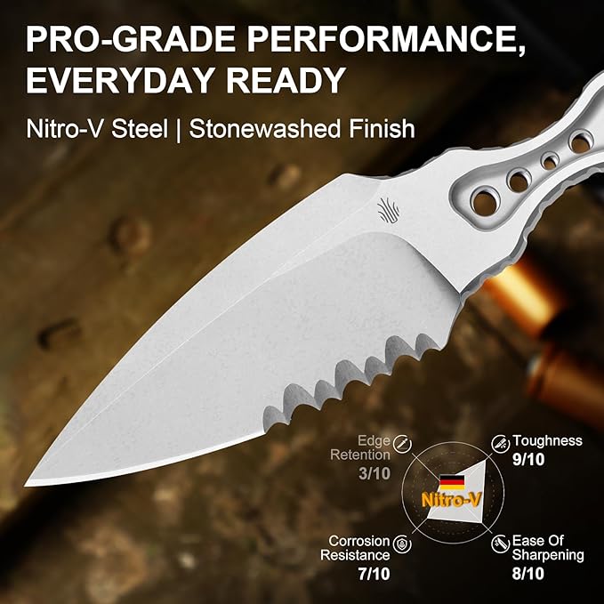 KIZER Defensor Silver Nitro-V Blade and Handle 2.56"