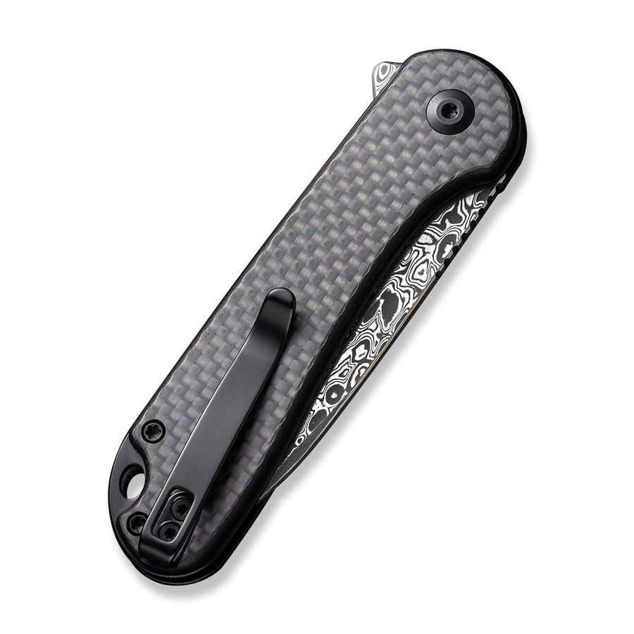 CIVIVI Button Lock Elementum II Pocket Knife Twill Carbon Fiber Overlay On Black G10 Handle
